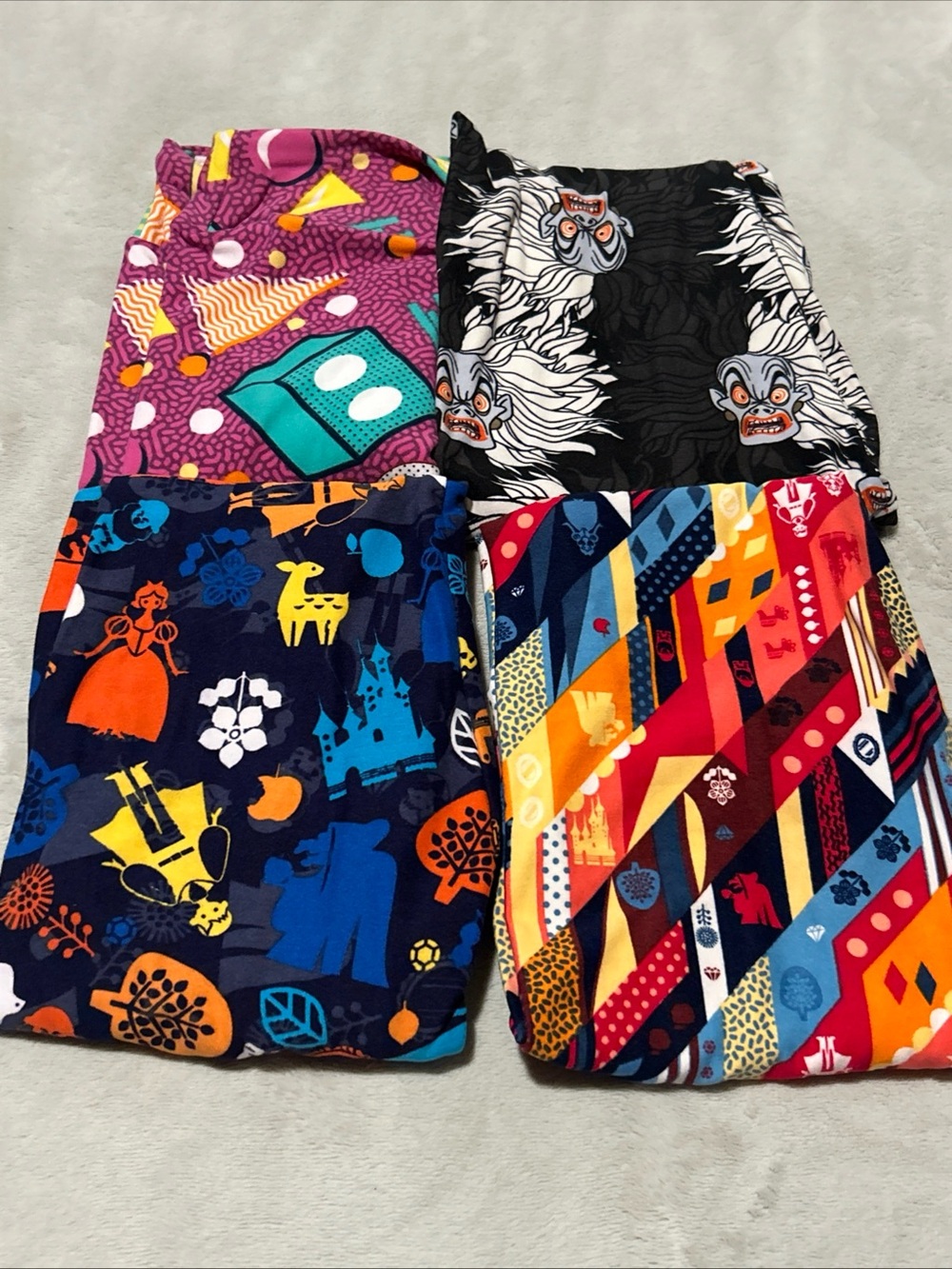 Lot Of 4 NWOT LuLaRoe TWEEN DISNEY LEGGINGS! Cruella, Snow White, Mickey Heads